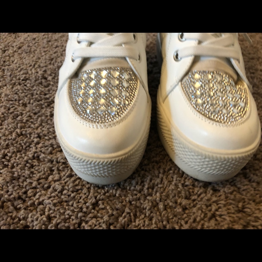 💎 Blinged Out Bridal Glitzy Sneaker with 4 Inch Wedge - Worn Once ! 💎 - Picture 10 of 10